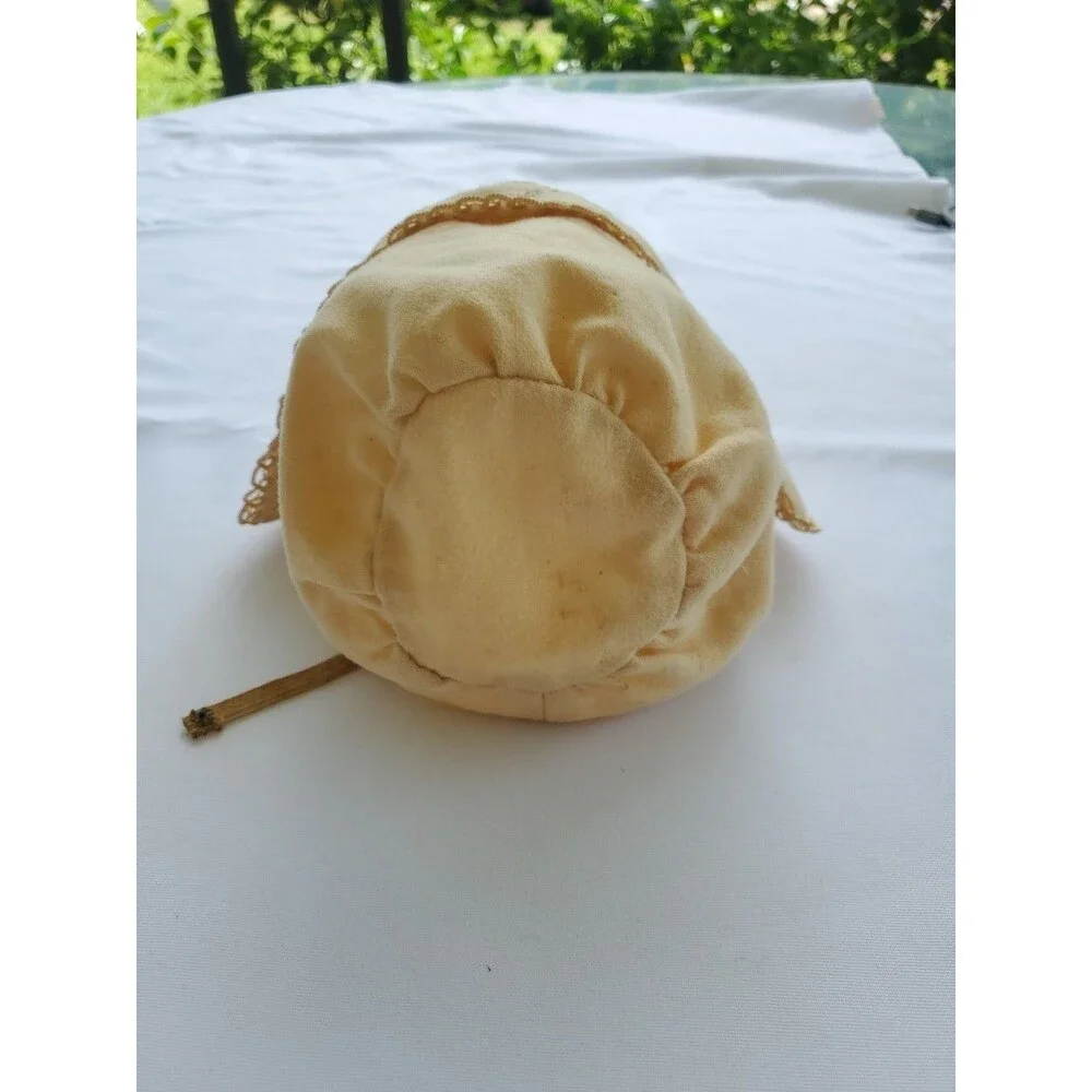 Antique Baby Bonnet Hand Sewn Tatted Embroidered 1890s Turn of Century Lined